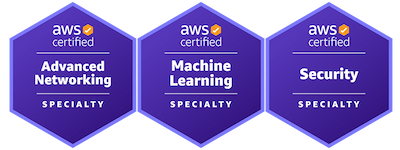 Image of the AWS Specialty Certifications course logos.